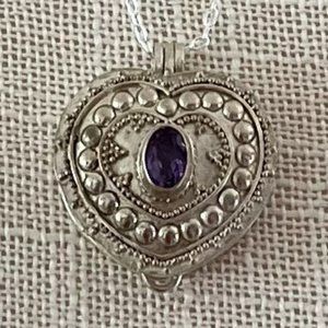 .925 Amethyst Heart Poison Pendant aka Oil Infuser